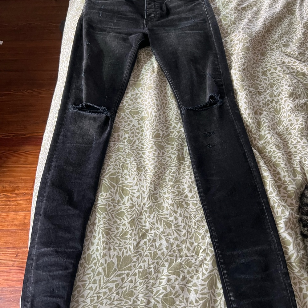 AMIRI Black Distressed Slim Jeans